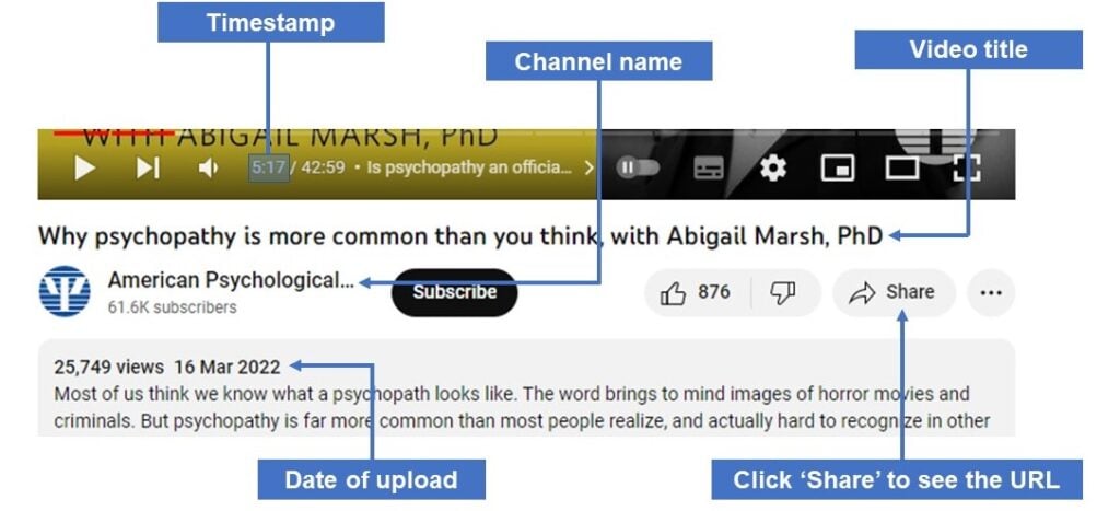 How To Cite A YouTube Video In APA Style - With Examples 2 where to find citation information on a youtube video