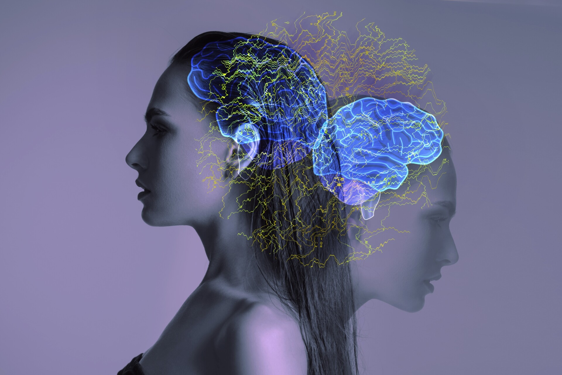 Cognitive,Functions,Of,The,Brain,In,A,Woman,,Confused,Thoughts brain stress