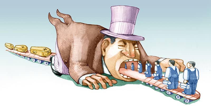 What is Capitalism? 3 worker life exploitation political cartoon