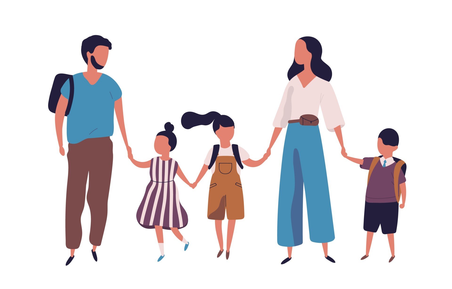 Functionalist Perspective on the Family 1 Illustration of a mother and father leading their children to school