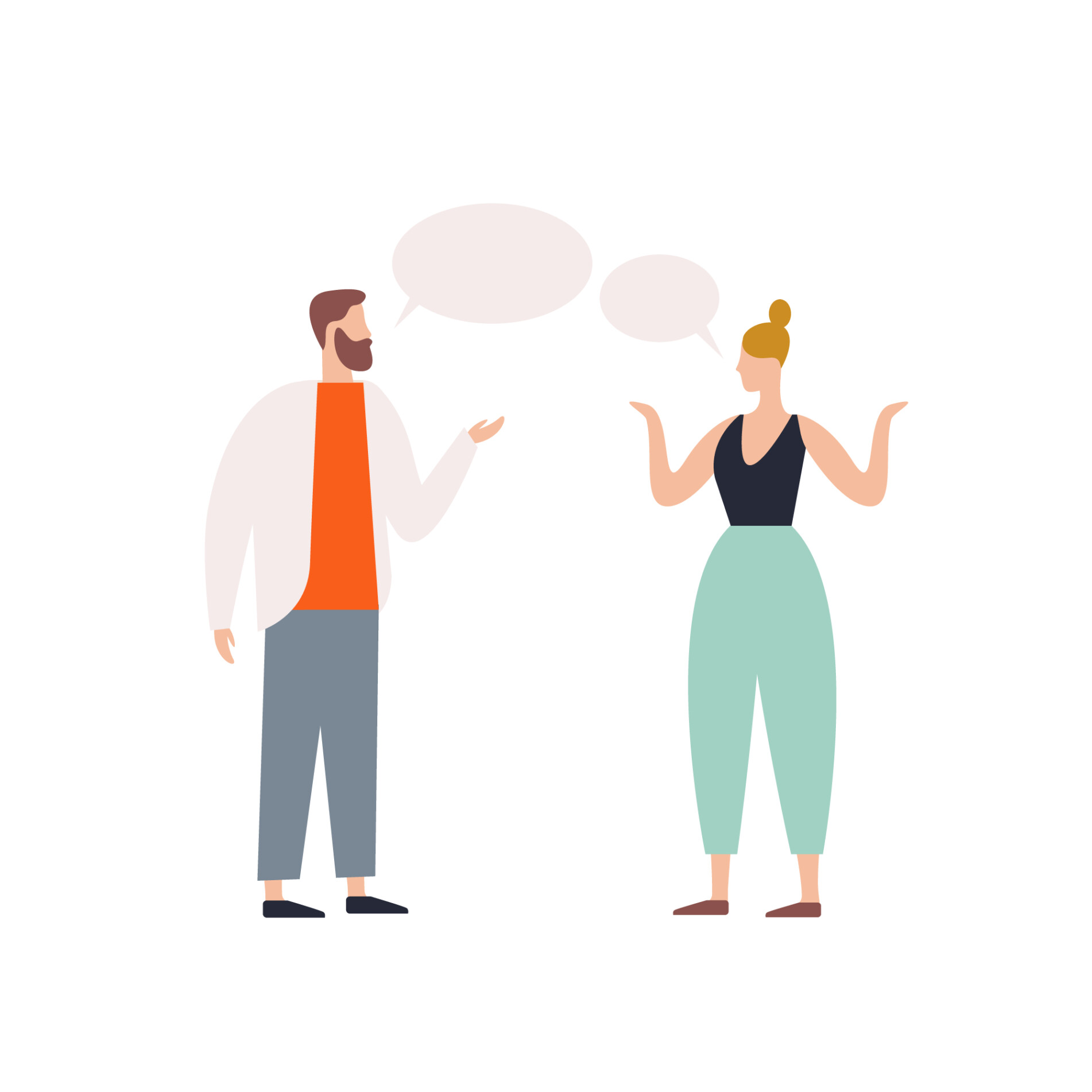 Narcissism Speech Illustration of a man and woman speaking to each other.