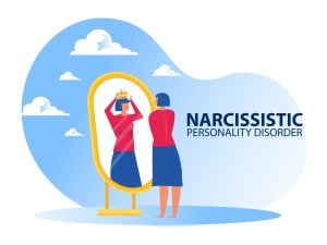 Narcissistic Personality Disorder (NPD) 19 Woman looking on mirror herself with Narcissistic personality disorder symptoms