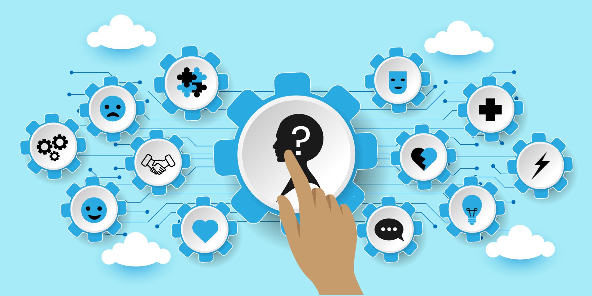 Minnesota Multiphasic Personality Inventory (MMPI) 1 Mind behavior, mental mindset types or models Concept With icons. Cartoon Vector People Illustration
