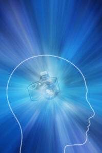 Eidetic Memory Vs. Photographic Memory 1 human head silhouette with a camera inside, photographic memory concept