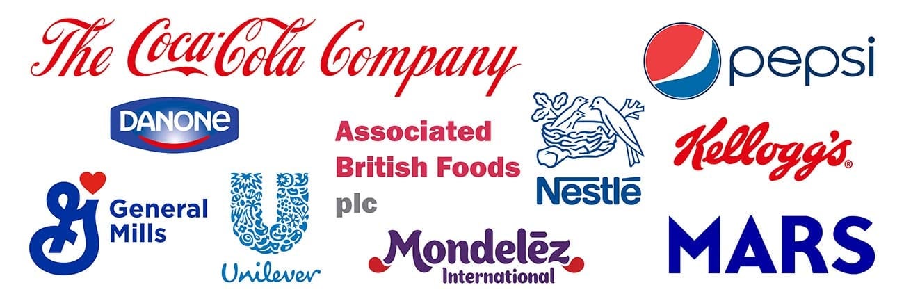 Transnational Corporations (TNCs) 1 Top-10 consumer companies. Big corporations of food and drink products. Coca-Cola, Pepsi, Nestle, Unilever, Danone, Mondelez, Mars, Kellogg