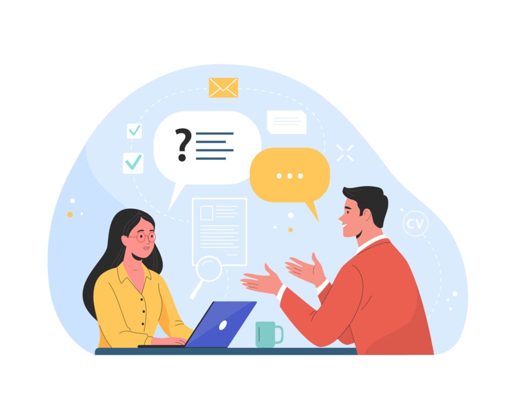 Active Listening: Definition, Skills, & Benefits 2 cartoon of a man and a woman talking to each other