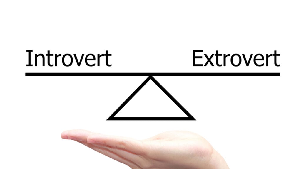 What is an Omnivert? - Meaning and Traits 1 a hand holding the words introvert nd extrovert in balance